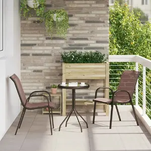 Comparateur de prix : vidaXL Chaises empilables de jardin 2 pcs Marron Tissu textilène