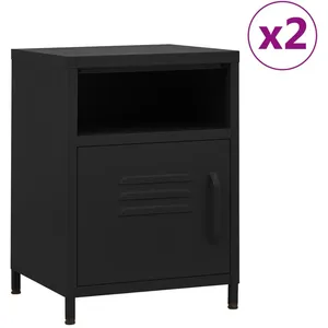 Comparateur de prix : vidaXL Tables de chevet 2 pcs Noir 35x35x51 cm Acier