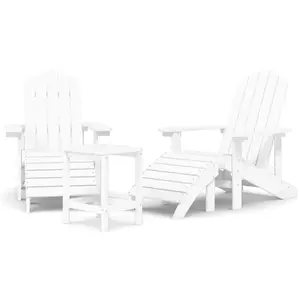 vidaXL Chaises de jardin Adirondack repose-pied table PEHD Blanc pas cher