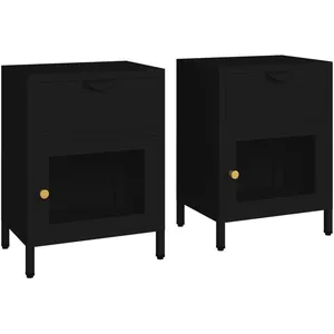 Comparateur de prix : vidaXL Tables de chevet 2 pcs Noir 40x30x54,5 cm Acier et verre