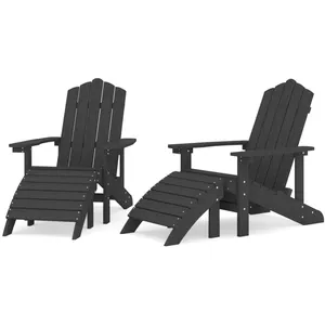 vidaXL Chaises Adirondack 2 pcs avec repose-pieds PEHD Anthracite pas cher