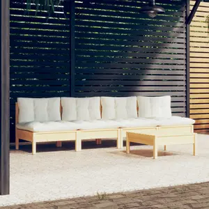 vidaXL Salon de jardin 5 pcs avec coussins crème bois de pin pas cher