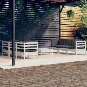 vidaXL Salon de jardin 7 pcs avec coussins anthracite bois de pin pas cher