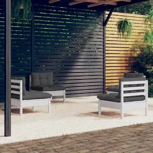 vidaXL Salon de jardin 4 pcs avec coussins anthracite Bois de pin pas cher