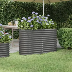 vidaXL Lit surélevé de jardin Acier enduit de poudre 114x40x68 cm gris pas cher