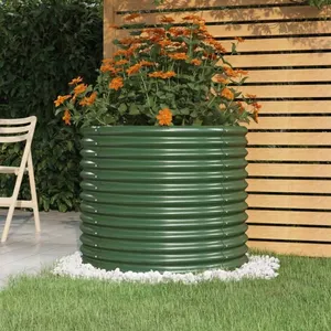 vidaXL Jardinière de jardin Acier enduit de poudre 80x80x68 cm Vert pas cher