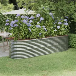 vidaXL Lit surélevé de jardin Acier enduit de poudre Argenté pas cher