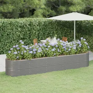 vidaXL Lit surélevé de jardin Acier enduit de poudre 368x80x68 cm gris pas cher