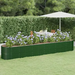 vidaXL Lit surélevé de jardin Acier enduit de poudre 440x80x68 cm Vert pas cher