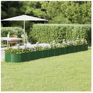 vidaXL Lit surélevé de jardin Acier enduit de poudre 512x80x36 cm Vert pas cher