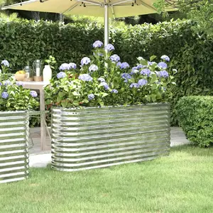 vidaXL Lit surélevé de jardin Acier enduit de poudre Argenté pas cher