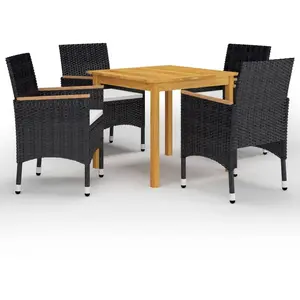 vidaXL Ensemble à manger de jardin avec coussins 5 pcs Noir pas cher