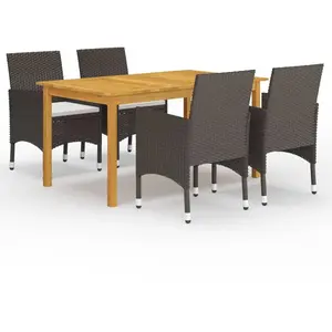 vidaXL Ensemble à manger de jardin et coussins 5 pcs Marron pas cher