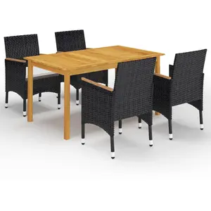 vidaXL Ensemble à manger de jardin avec coussins 5 pcs Noir pas cher