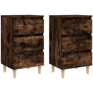 vidaXL Tables de chevet et pieds en bois 2 pcs Chêne fumé 40x35x69 cm