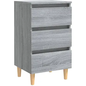 vidaXL Table de chevet avec pieds en bois Sonoma gris 40x35x69 cm pas cher