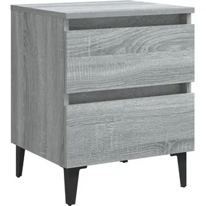 vidaXL Table de chevet avec pieds en métal Sonoma gris 40x35x50 cm pas cher