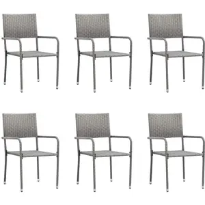 vidaXL Chaise à dîner de jardin empilable lot de 6 gris résine tressée pas cher