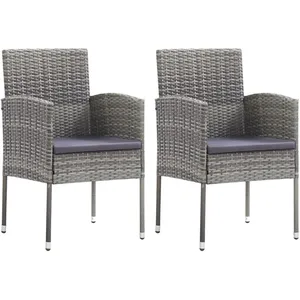 vidaXL Chaises de jardin coussins gris foncé 2 pcs résine tressée pas cher