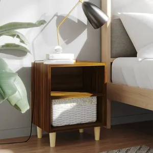 vidaXL Table de chevet avec pieds en bois Chêne marron 40x30x50 cm pas cher