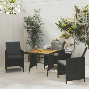 vidaXL Table de jardin Noir 70x70x72 cm Résine tressée et acacia pas cher