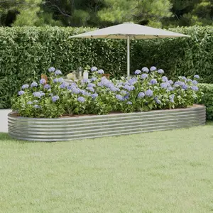 vidaXL Lit surélevé de jardin Acier enduit de poudre Argenté pas cher