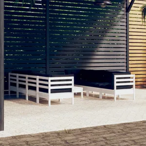 vidaXL Salon de jardin 9 pcs avec coussins bois de pin massif pas cher