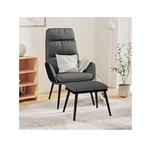 vidaXL Chaise de relaxation avec tabouret Gris clair Tissu similicuir pas cher