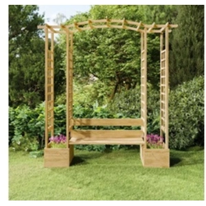 vidaXL Pergola de jardin avec banc et jardinières Bois de pin imprégné