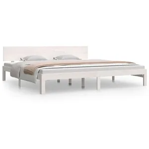 vidaXL Cadre de lit Blanc Bois de pin massif 200x200 cm pas cher