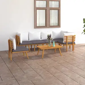 vidaXL Salon de jardin 7 pcs avec coussins Bois d'acacia solide pas cher