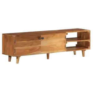 vidaXL Meuble TV bois massif d'acacia avec finition miel 140x30x40 cm pas cher