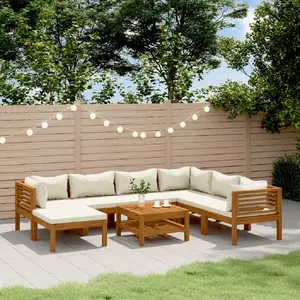 vidaXL Salon de jardin 8 pcs avec coussin crème Bois d'acacia solide pas cher