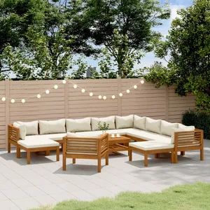 Comparateur de prix : vidaXL Salon de jardin 12 pcs avec coussin crème Bois d'acacia solide