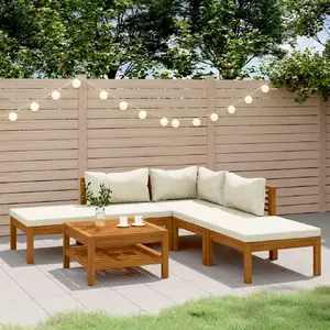 vidaXL Salon de jardin 6 pcs avec coussin crème Bois d'acacia solide pas cher