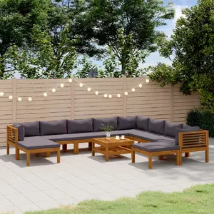 vidaXL Salon de jardin 11 pcs avec coussin Bois d'acacia solide pas cher