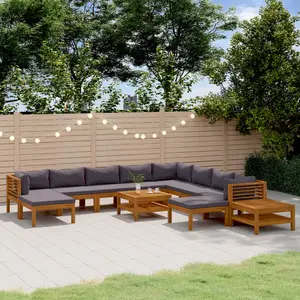 vidaXL Salon de jardin 12 pcs avec coussin Bois d'acacia solide pas cher
