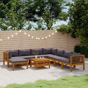vidaXL Salon de jardin 9 pcs avec coussin Bois d'acacia solide pas cher