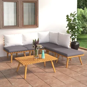 vidaXL Salon de jardin 6 pcs avec coussins Bois d'acacia solide pas cher