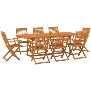 vidaXL Mobilier à dîner de jardin 9 pcs Bois d'acacia massif pas cher