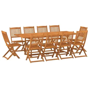 vidaXL Mobilier à dîner de jardin 11 pcs Bois d'acacia massif pas cher