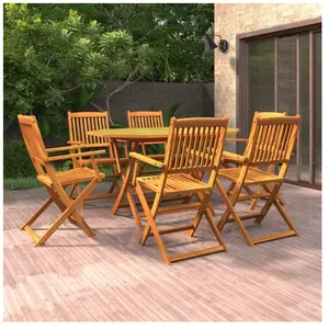 vidaXL Ensemble à manger de jardin 7 pcs Bois d'acacia massif pas cher