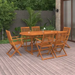 vidaXL Ensemble à manger de jardin 7 pcs bois massif d'acacia pas cher
