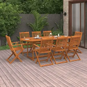 vidaXL Ensemble à manger de jardin 9 pcs bois d'acacia massif pas cher