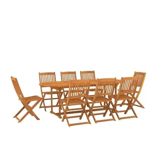 vidaXL Ensemble à manger de jardin 9 pcs bois d'acacia massif pas cher