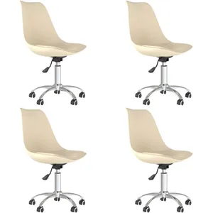 vidaXL Chaises pivotantes à manger lot de 4 Crème Tissu pas cher