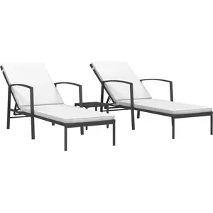 Comparateur de prix : vidaXL Chaises longues 2 pcs avec table Résine tressée Noir