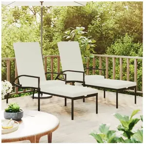 vidaXL Chaises longues avec repose-pied 2 pcs Résine tressée Marron