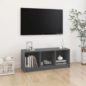 vidaXL Meuble TV Gris 104x33x41 cm Bois de pin massif pas cher