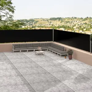vidaXL Auvent latéral rétractable Noir 117x1200 cm pas cher